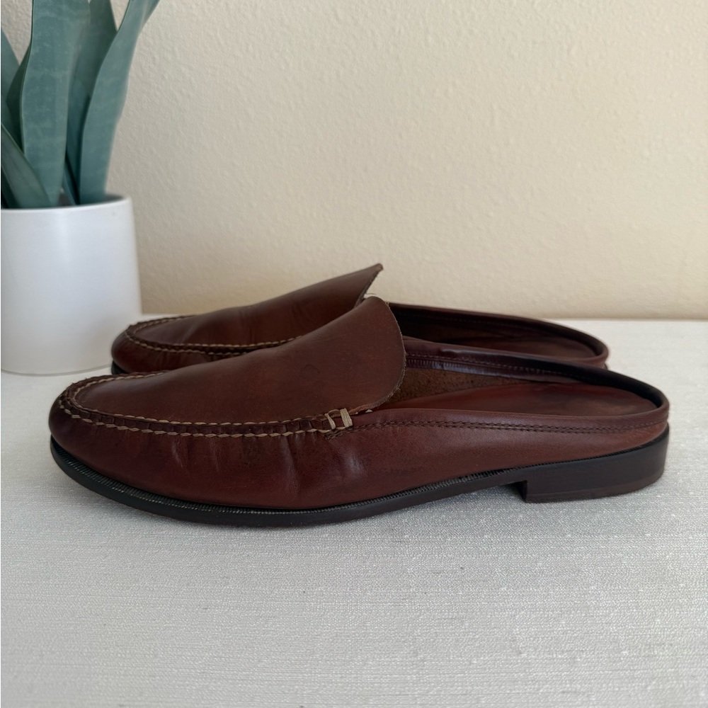 Cole Haan Rich Brown Leather Slip-On Loafer Mules - Picture 6 of 11